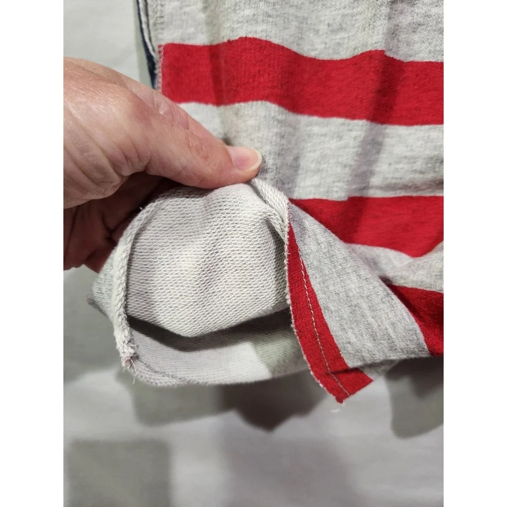 OshKosh B'gosh Boys 4/5 Red Blue Gray‎ Patriotic Flag Terry Shorts 4th Of July